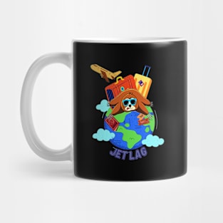 Funny sloth lying Jet lagged on the globe Mug